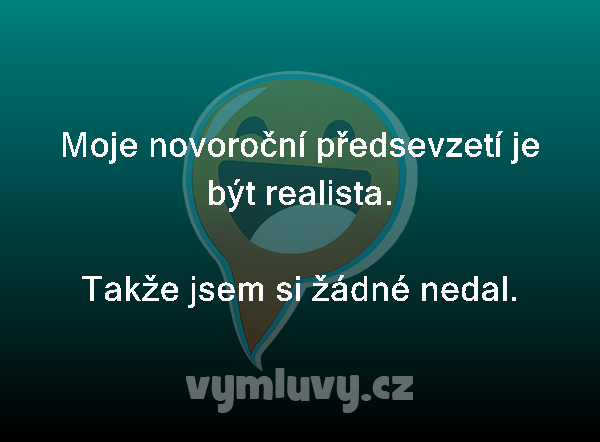 Moje novoroční předsevzetí je být realista.
Takže jsem si žádné nedal.