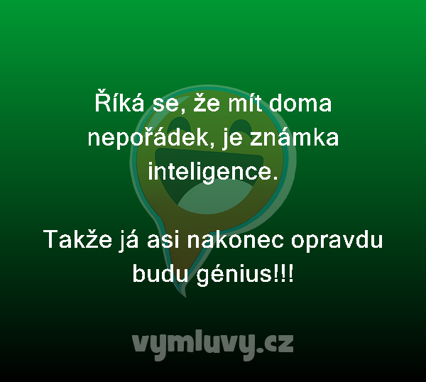 Říká se, že mít doma nepořádek, je známka inteligence.

Takže já asi nakonec opravdu budu génius!!!