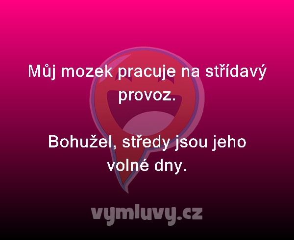 Můj mozek pracuje na střídavý provoz.

Bohužel, středy jsou jeho volné dny.