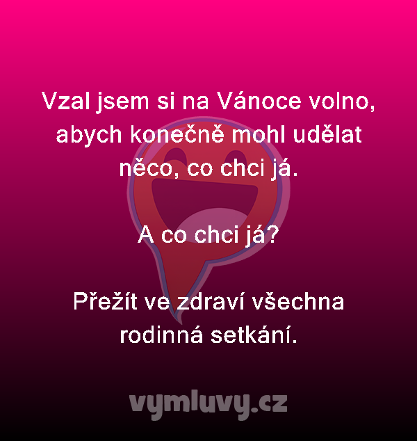 Vzal jsem si na Vánoce volno, abych konečně mohl udělat něco, co chci já.

A co chci já?

Přežít ve zdraví všechna rodinná setkání.