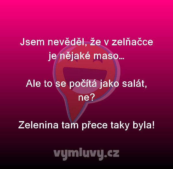 Jsem nevěděl, že v zelňačce je nějaké maso…

Ale to se počítá jako salát, ne?
Zelenina tam přece taky byla!